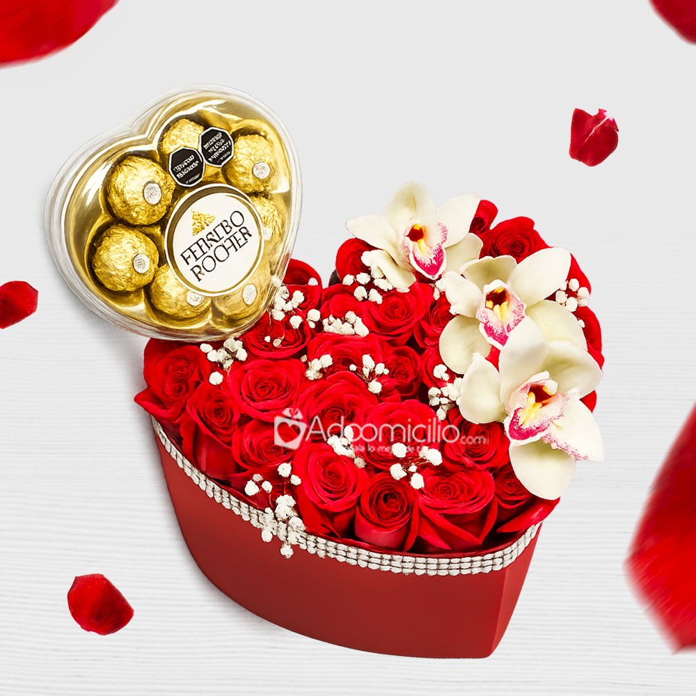 Corazón Con Rosas Y Chocolates Para San Valentín A Domicilio En Bogotá Pedido Con Un Día De Anticipación